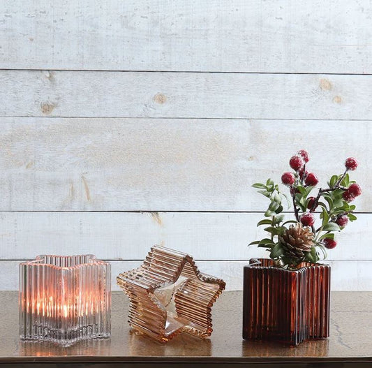Glass Star Shaped Candle Holders