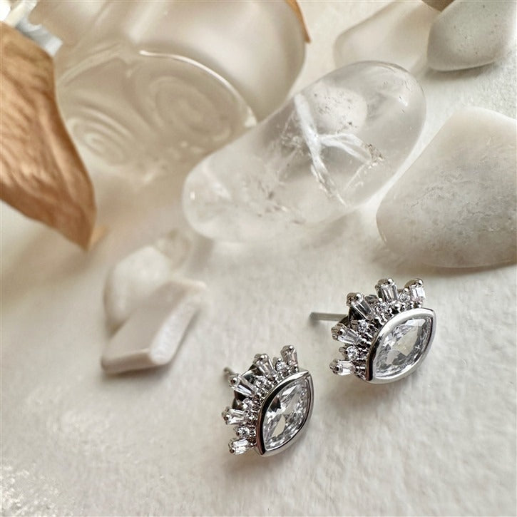 Gemstone Eye Stud Earrings