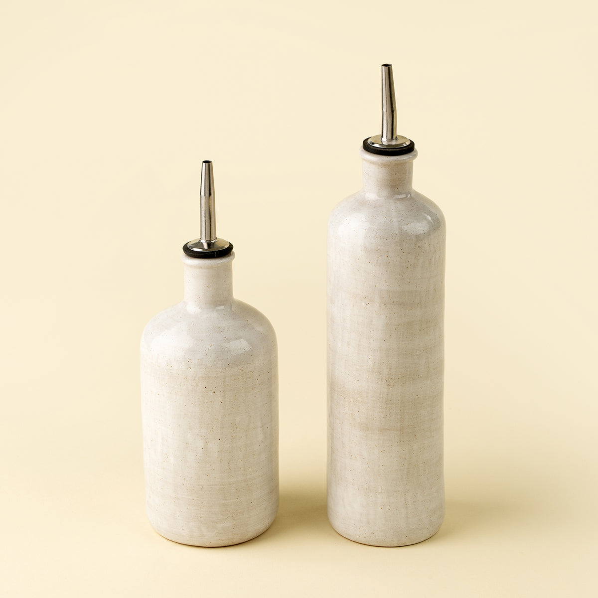 Rustic White Stoneware Cruets