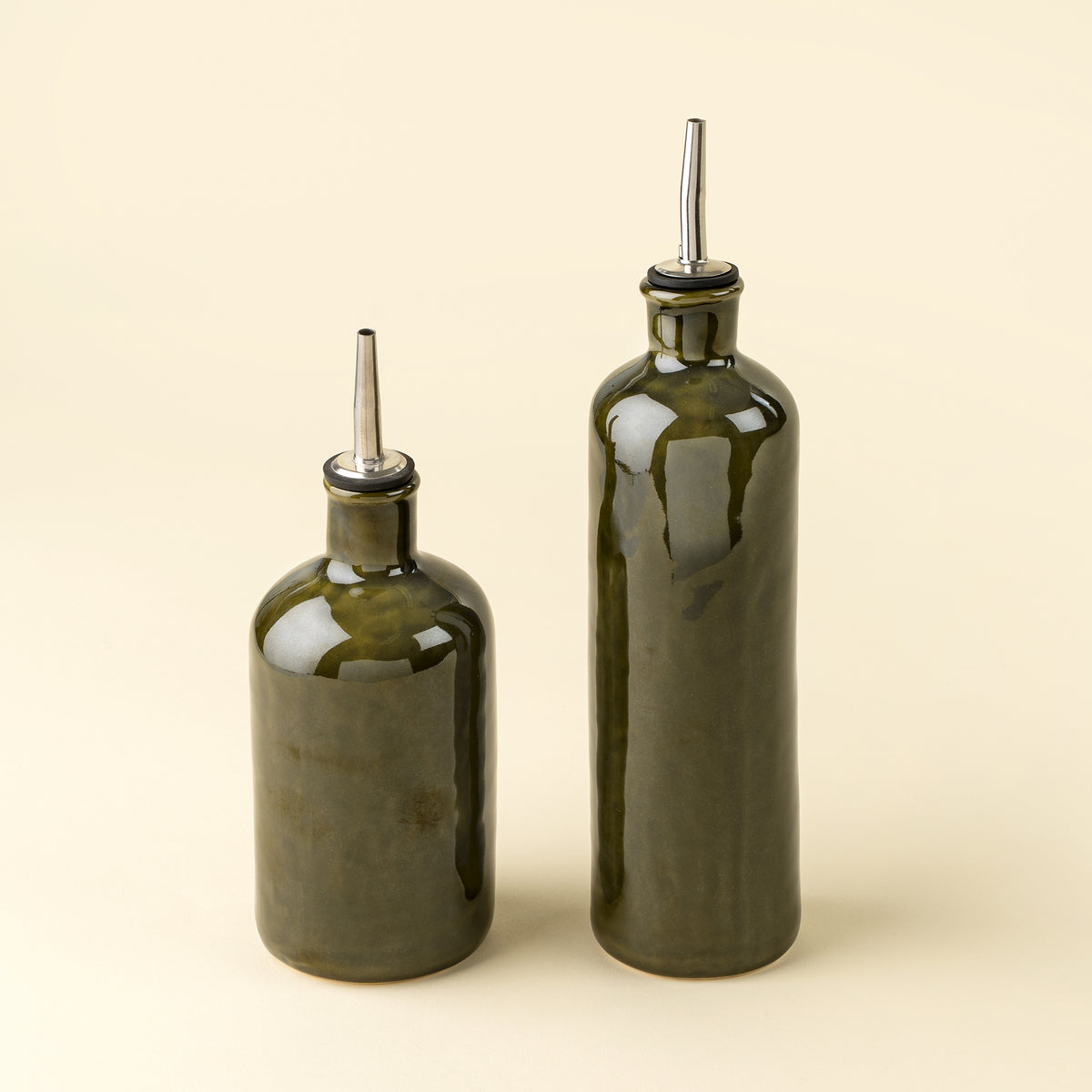 Deep Green Stoneware Cruets
