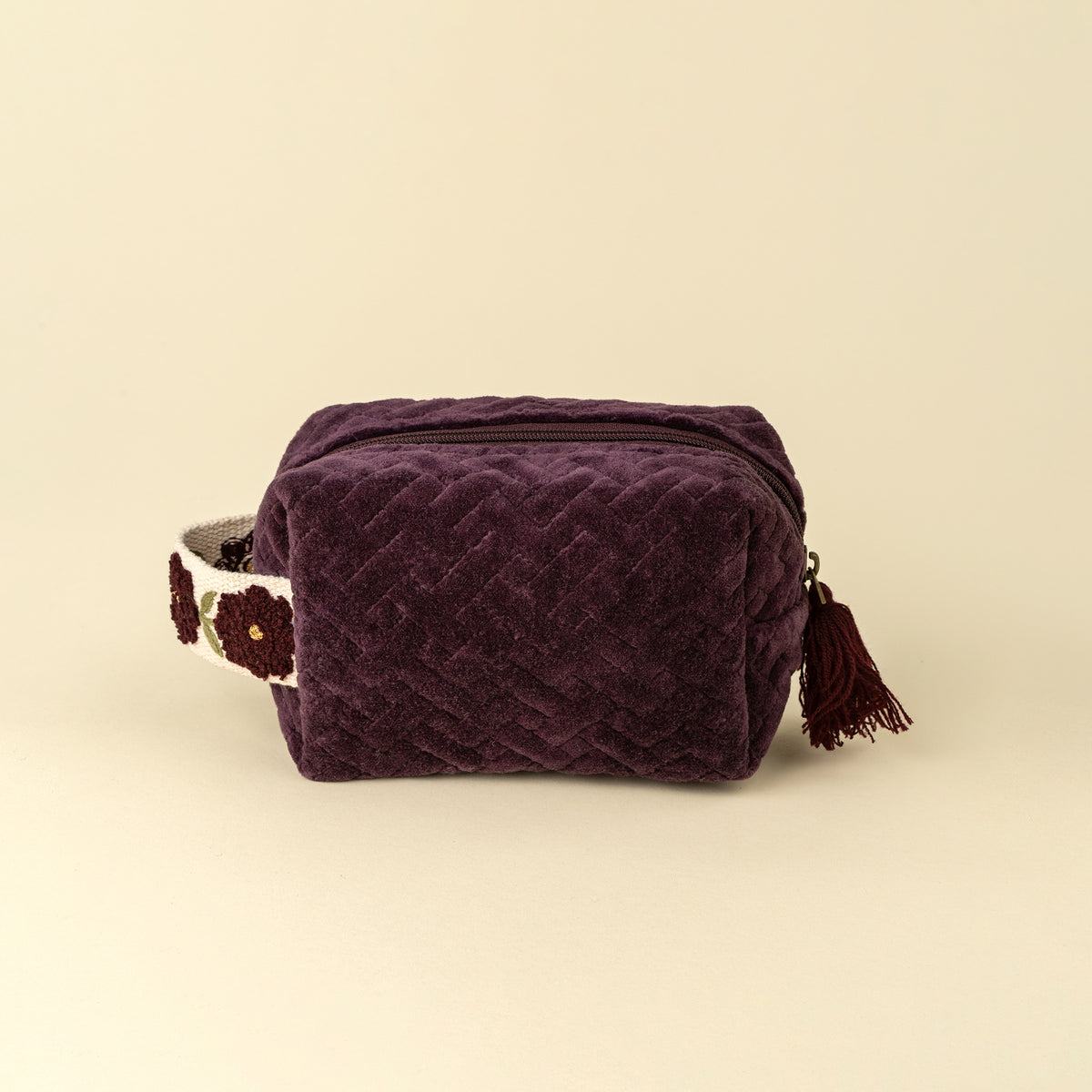Rosette Quilted Velvet Vanity Pouch