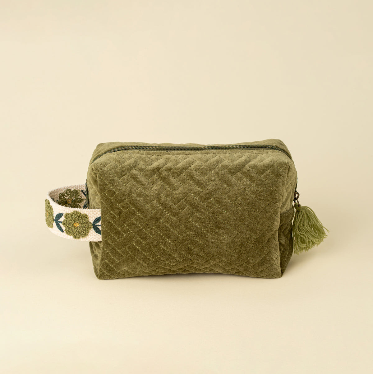 Rosette Quilted Velvet Vanity Pouch