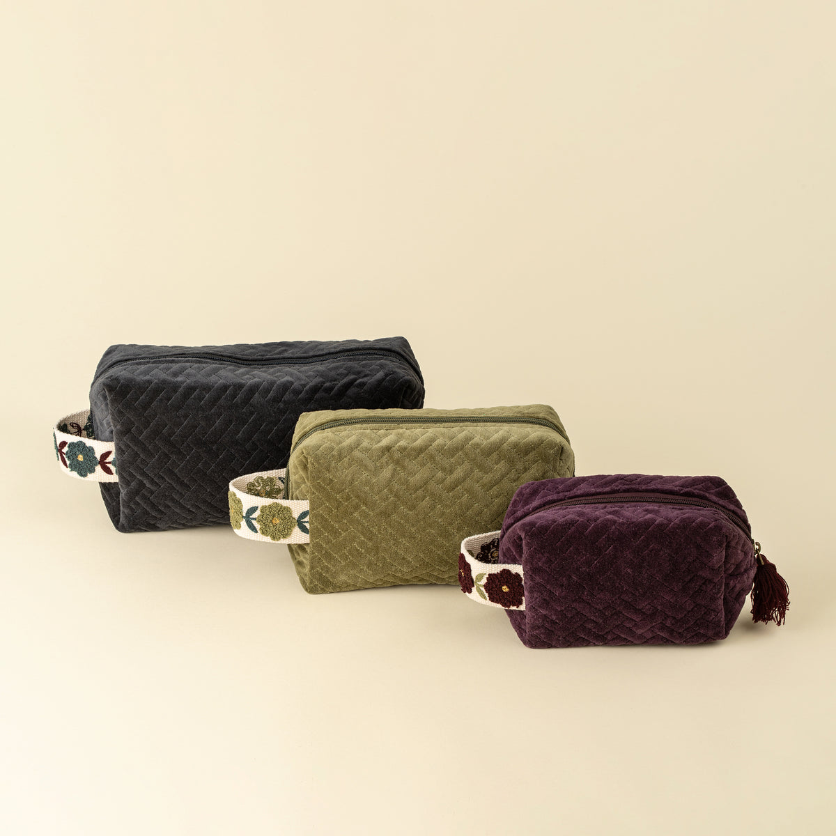 Rosette Quilted Velvet Vanity Pouch