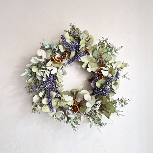 24" Eucalyptus and Festive Fruit Wreath