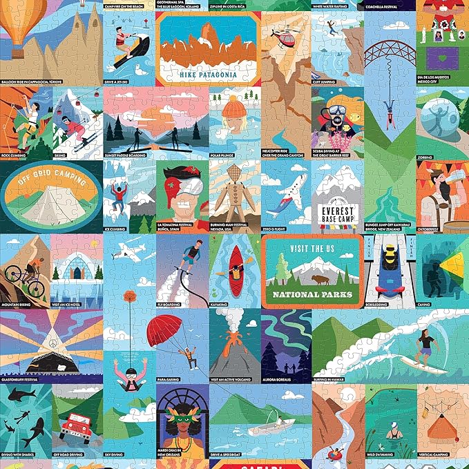 50 Thrilling Experiences for Adventure Seekers Bucket List 1000-Piece Puzzle