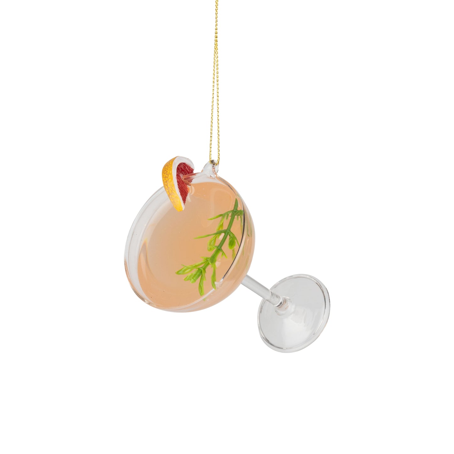 Glass Pink Martini with Grapefruit Ornament