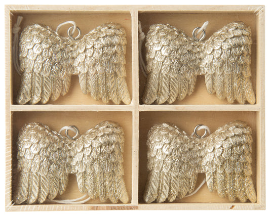 Glitter Angel Wings Ornament Set