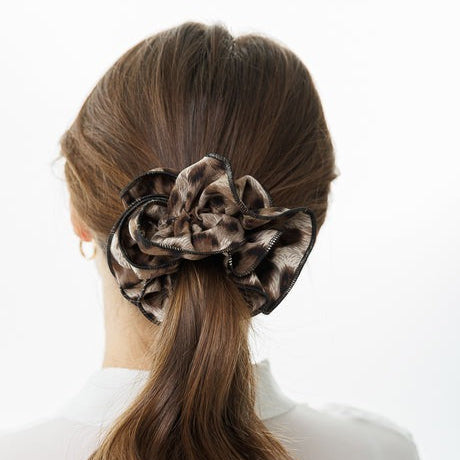 Black Trim Leopard Scrunchie