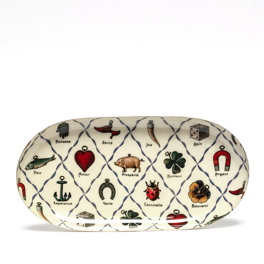 Printed Oval Enamel Tray - Charms