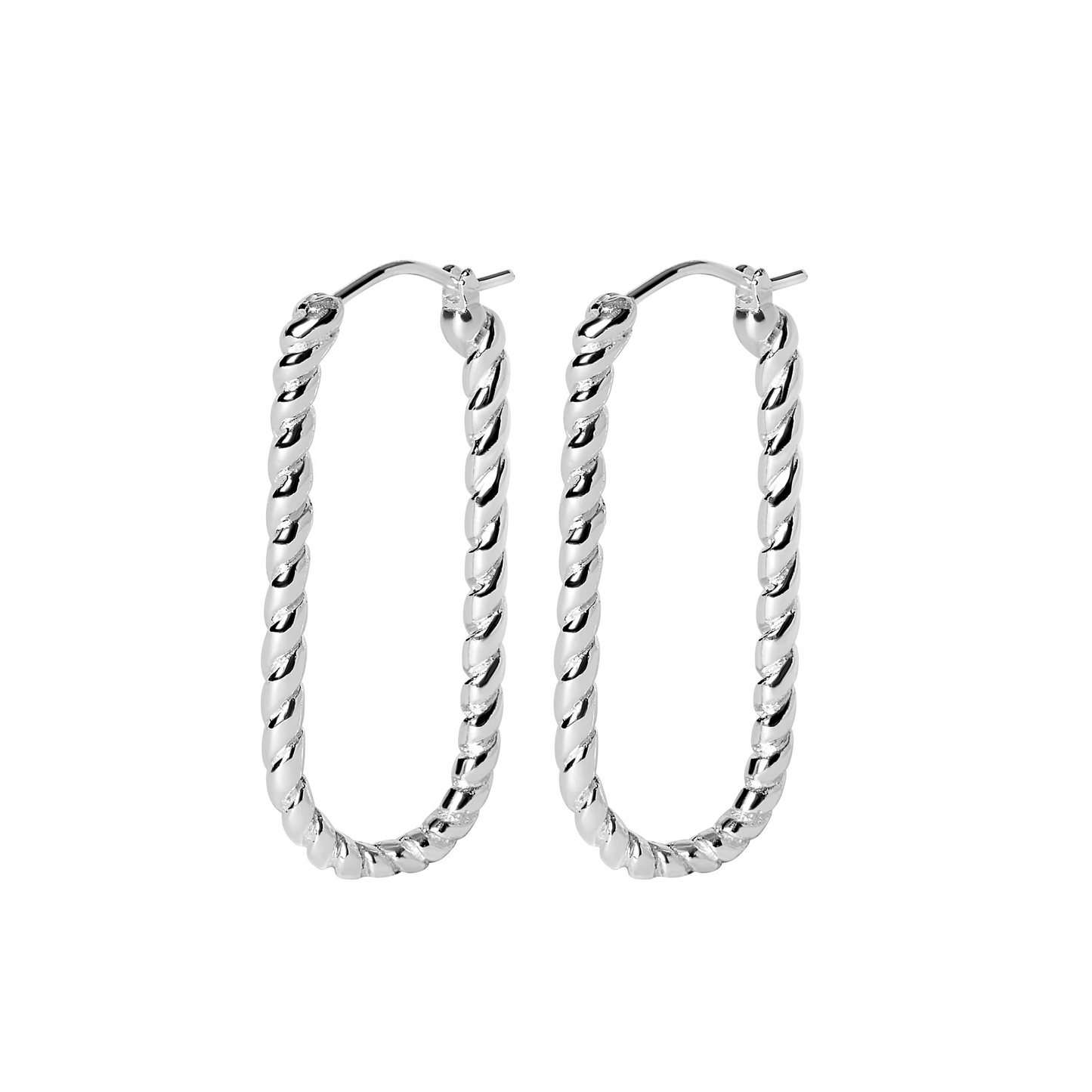 Twisted Oblong Rectangular Hoop Earrings