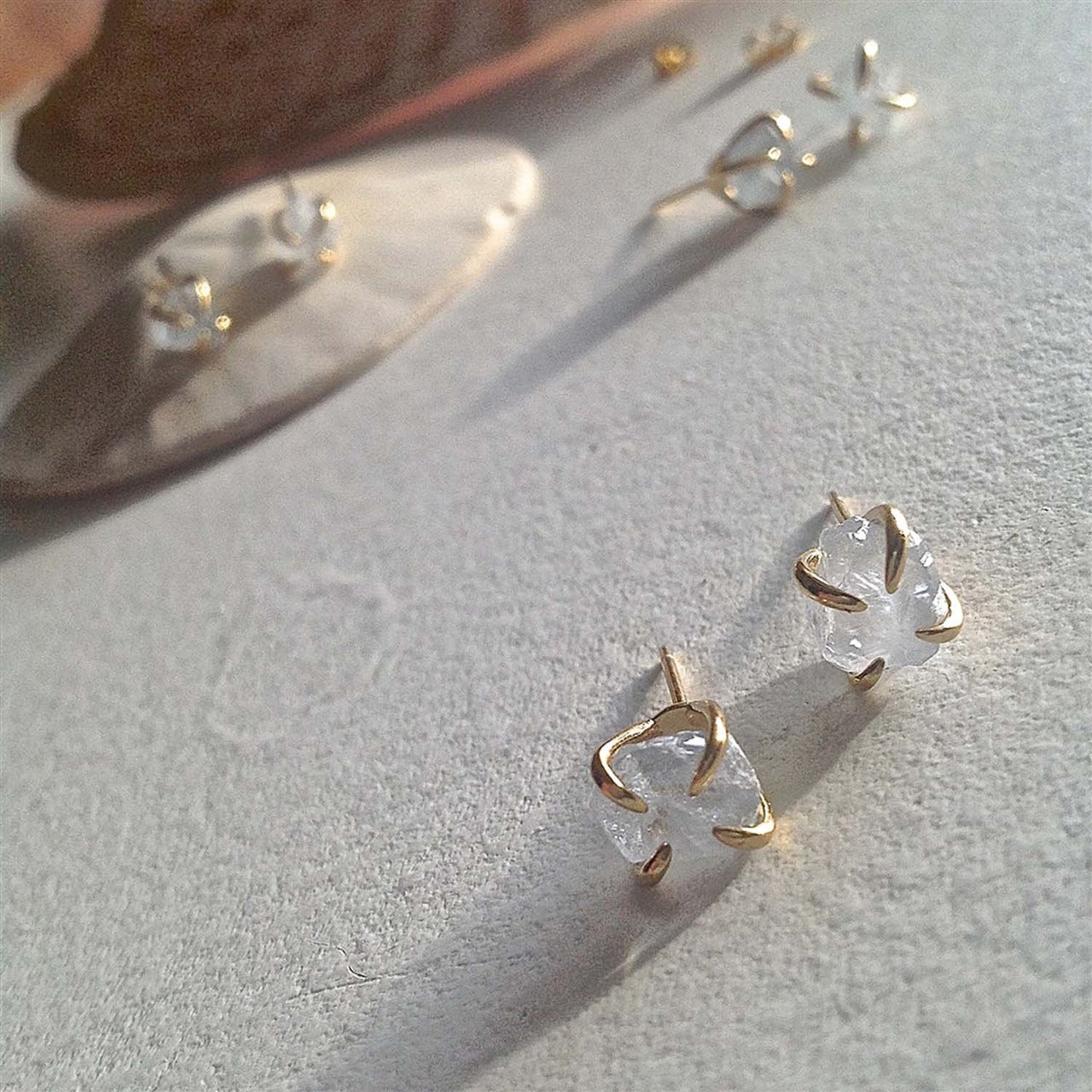 Vanessa Raw Aquamarine Gold Stud Earrings