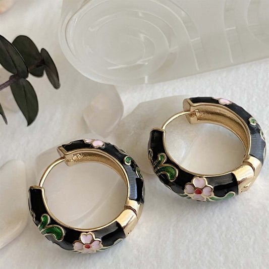 Alfonse Vintage Cloisonne Hoop Earrings