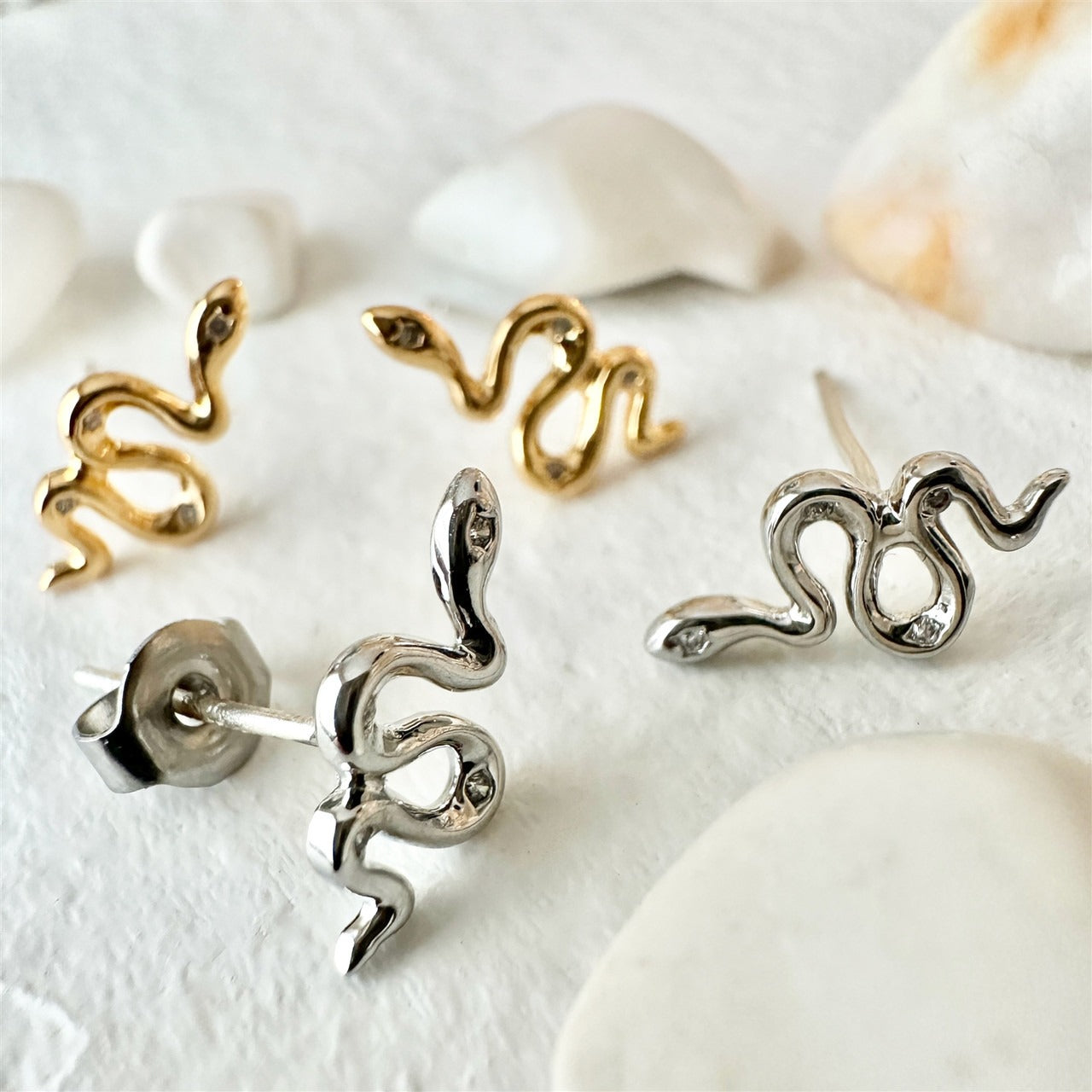 Grasslands Rhinestone Snake Stud Earrings