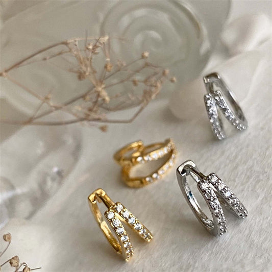 Chariklo Double Layer Rhinestone Hoops