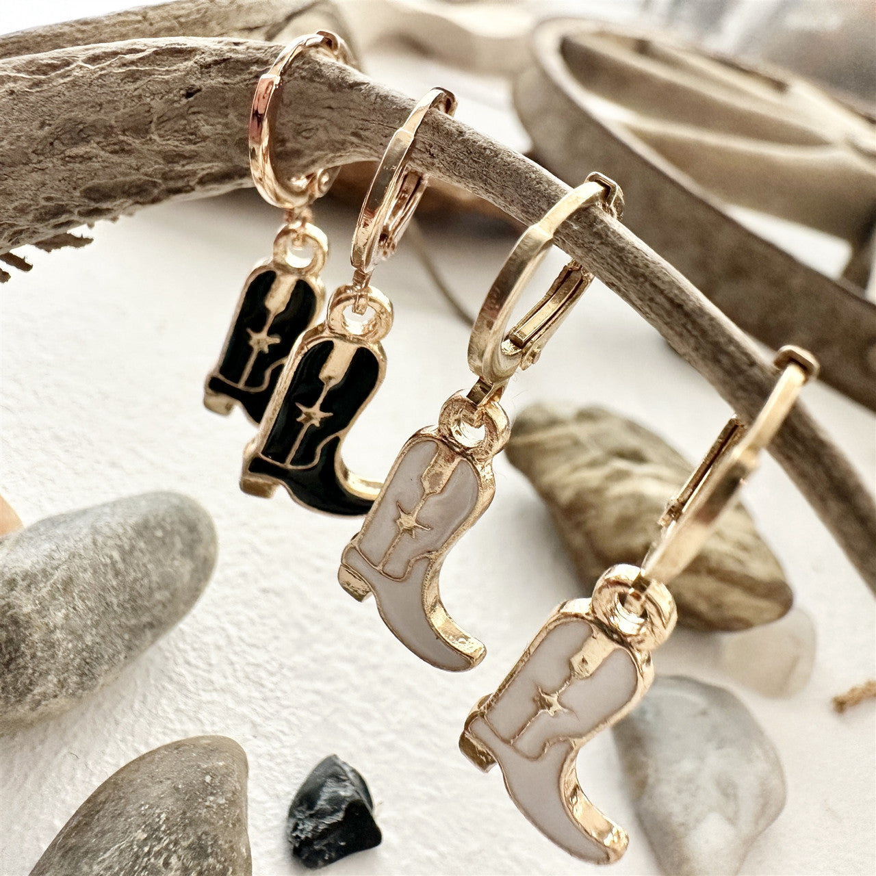 Cowboy Boot Charm Drop Earrings