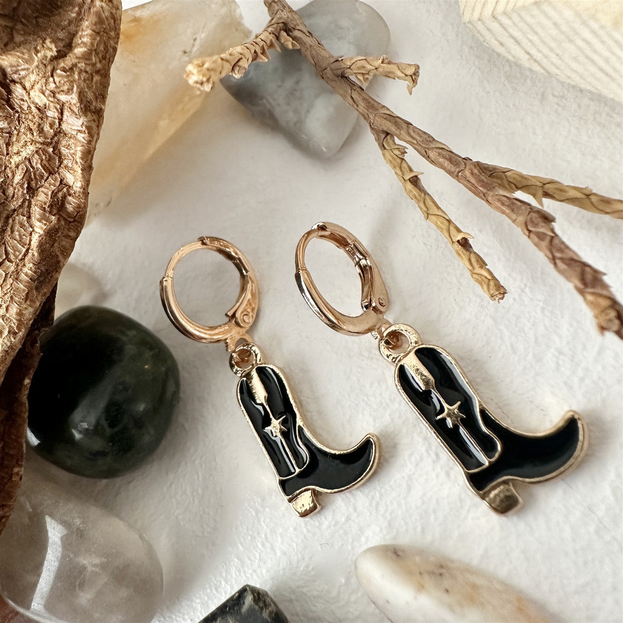Cowboy Boot Charm Drop Earrings