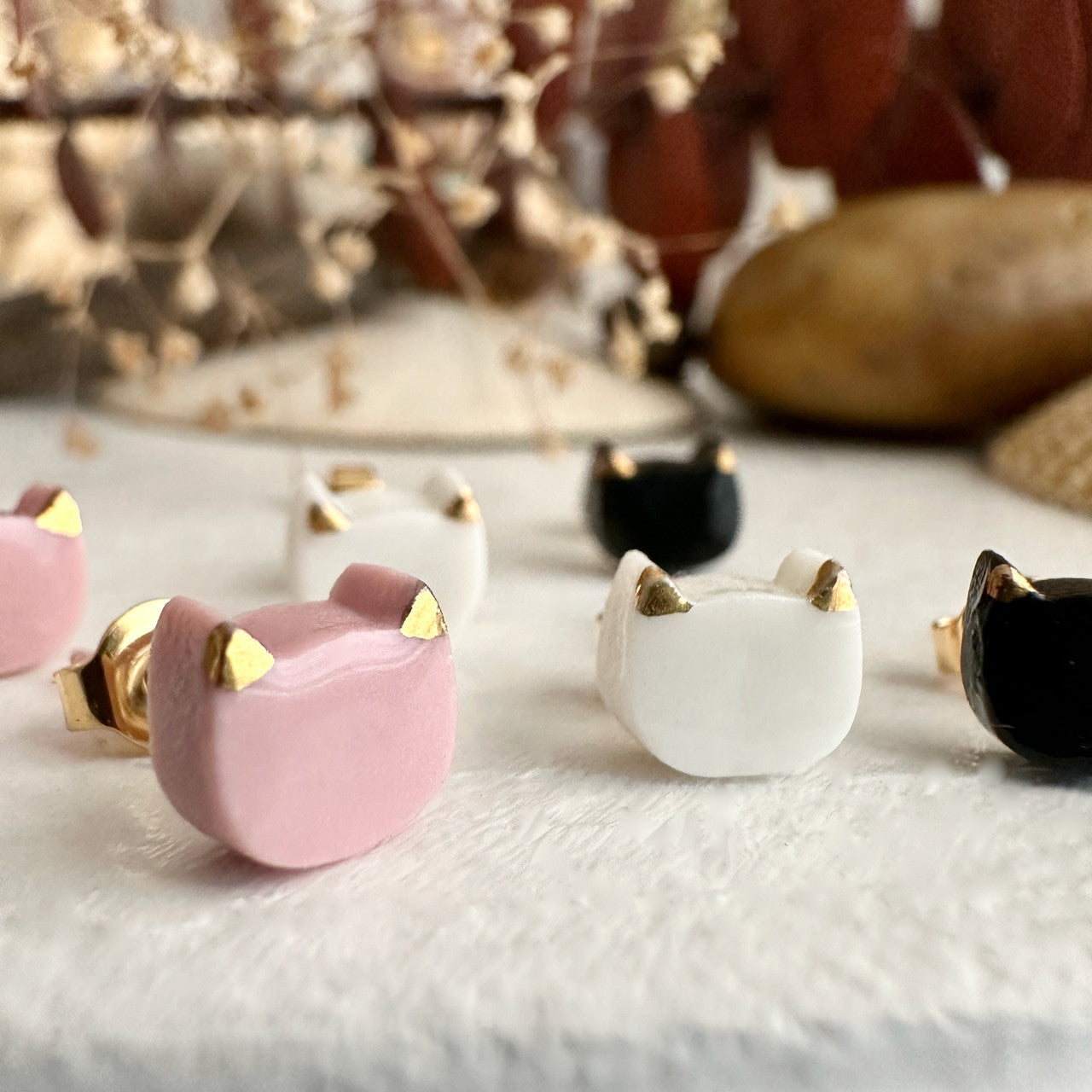 Mew Porcelain Cat Stud Earrings
