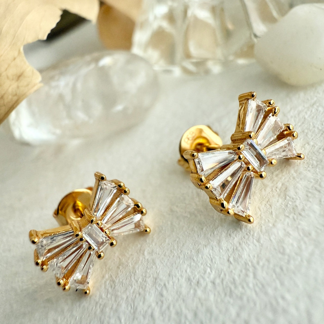 Rhinestone Bow Stud Earrings