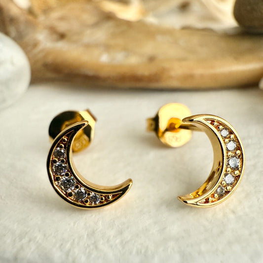 Crescent Moon Stud Earrings