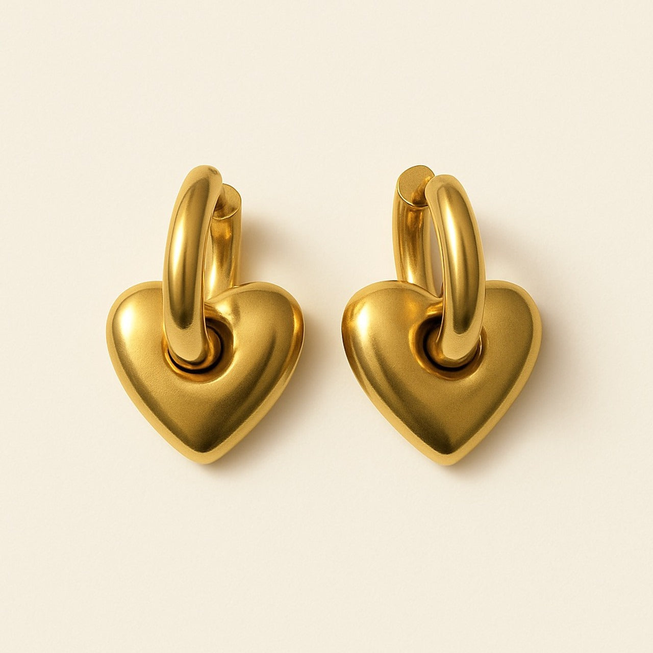 Heart Charm Hugger Hoop Earrings