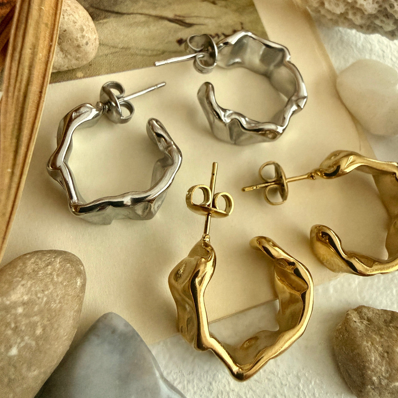Christo Textured Hoop Earrings