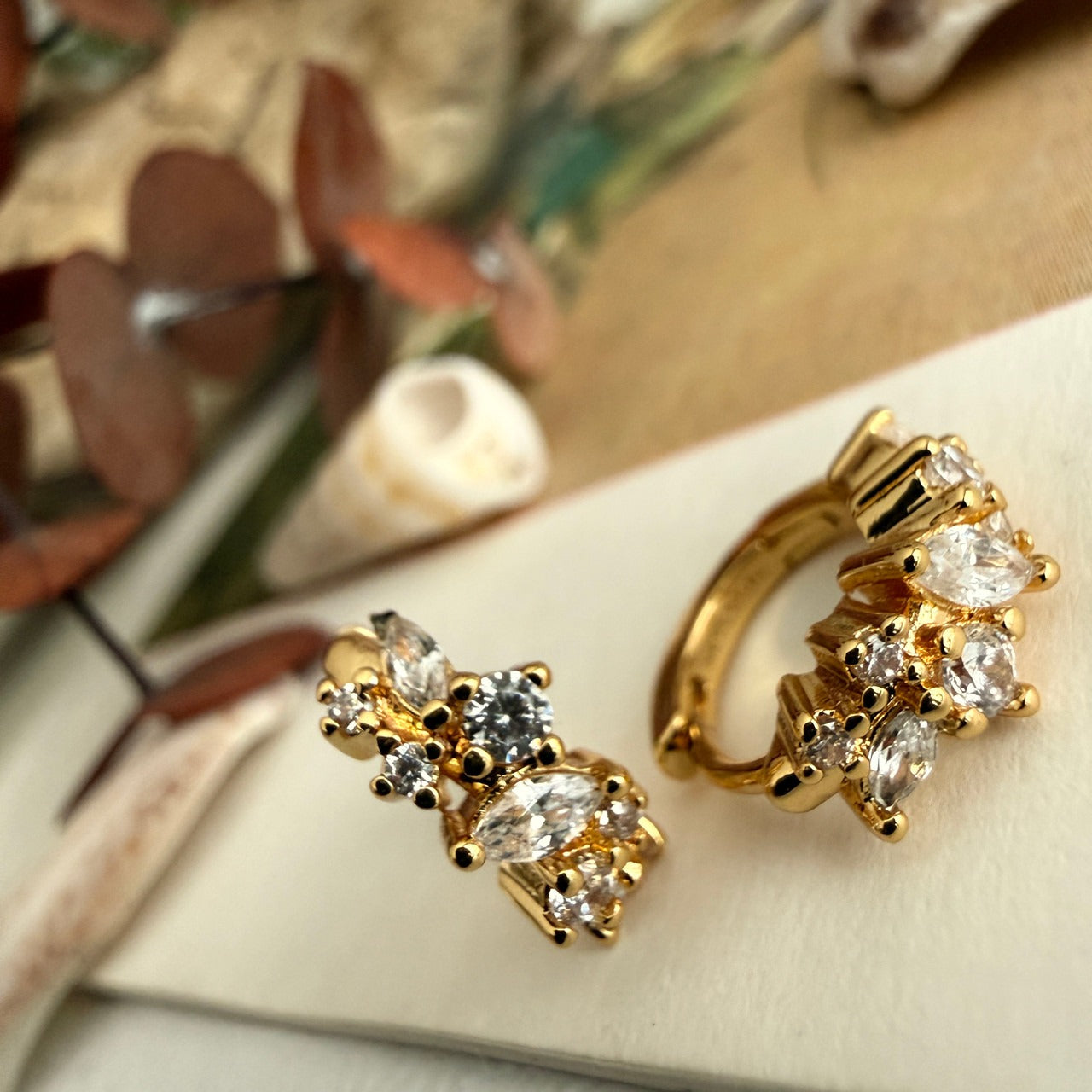 Tavra Rhinestone Cluster Hoops