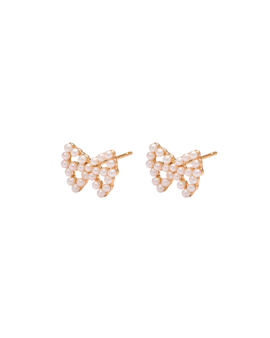 Bow and Pearl Stud Earrings