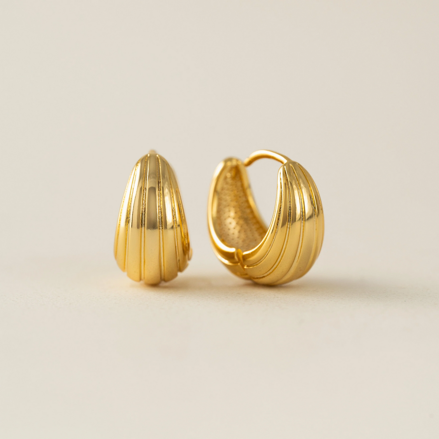 Groove Tear Drop Hoop Earrings