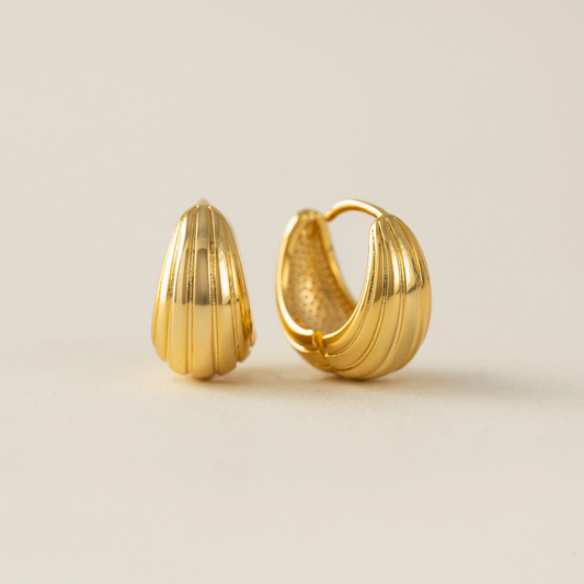 Groove Tear Drop Hoop Earrings