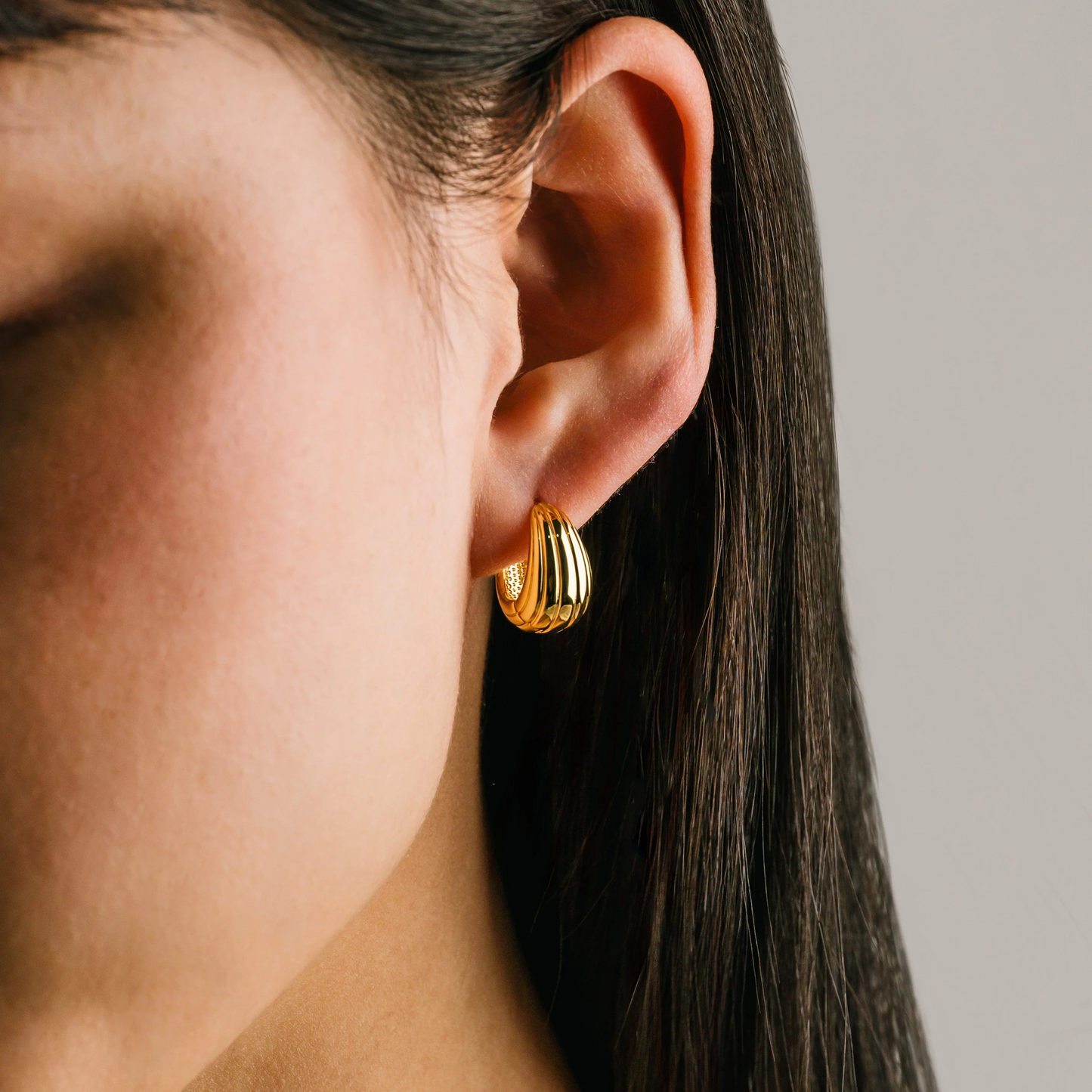 Groove Tear Drop Hoop Earrings