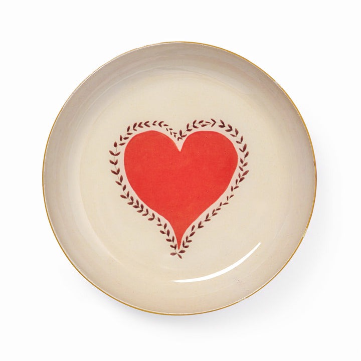 Printed Round Enamel Tray - Vintage Heart