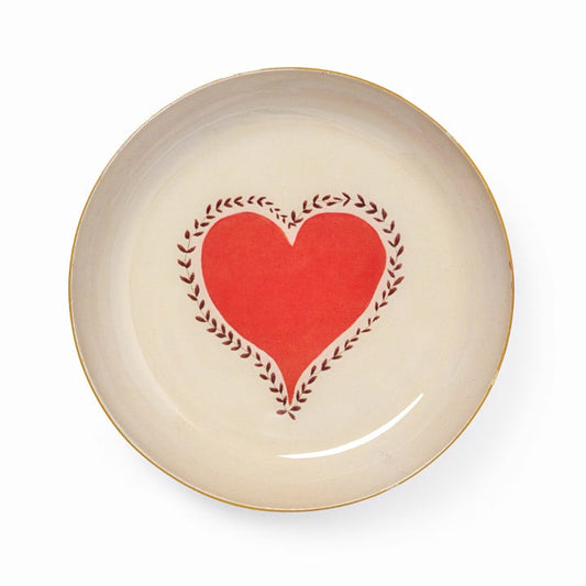 Printed Round Enamel Tray - Vintage Heart