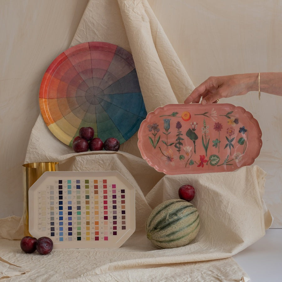 Scallop Edge Enamel Tray - Festival of Flowers