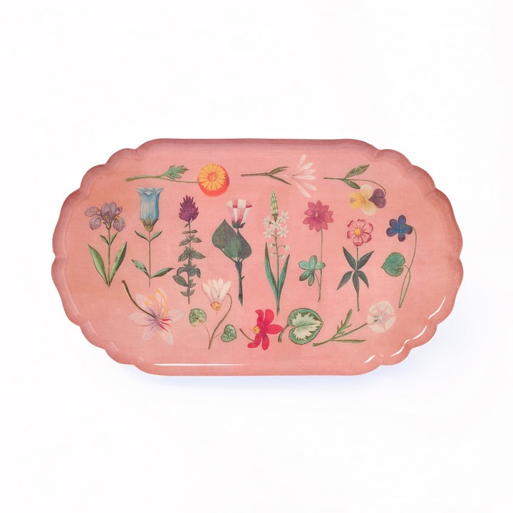 Scallop Edge Enamel Tray - Festival of Flowers