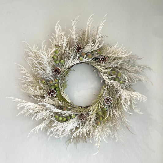 32" Frosty Woodland Pampas Wreath