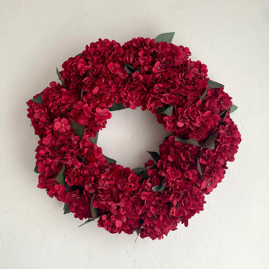 Merlot Red Hydrangea Wreath 26"