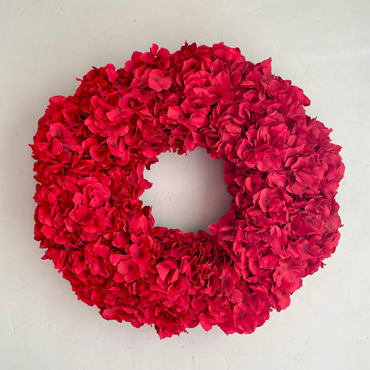 Ruby Red Hydrangea Wreath 26"