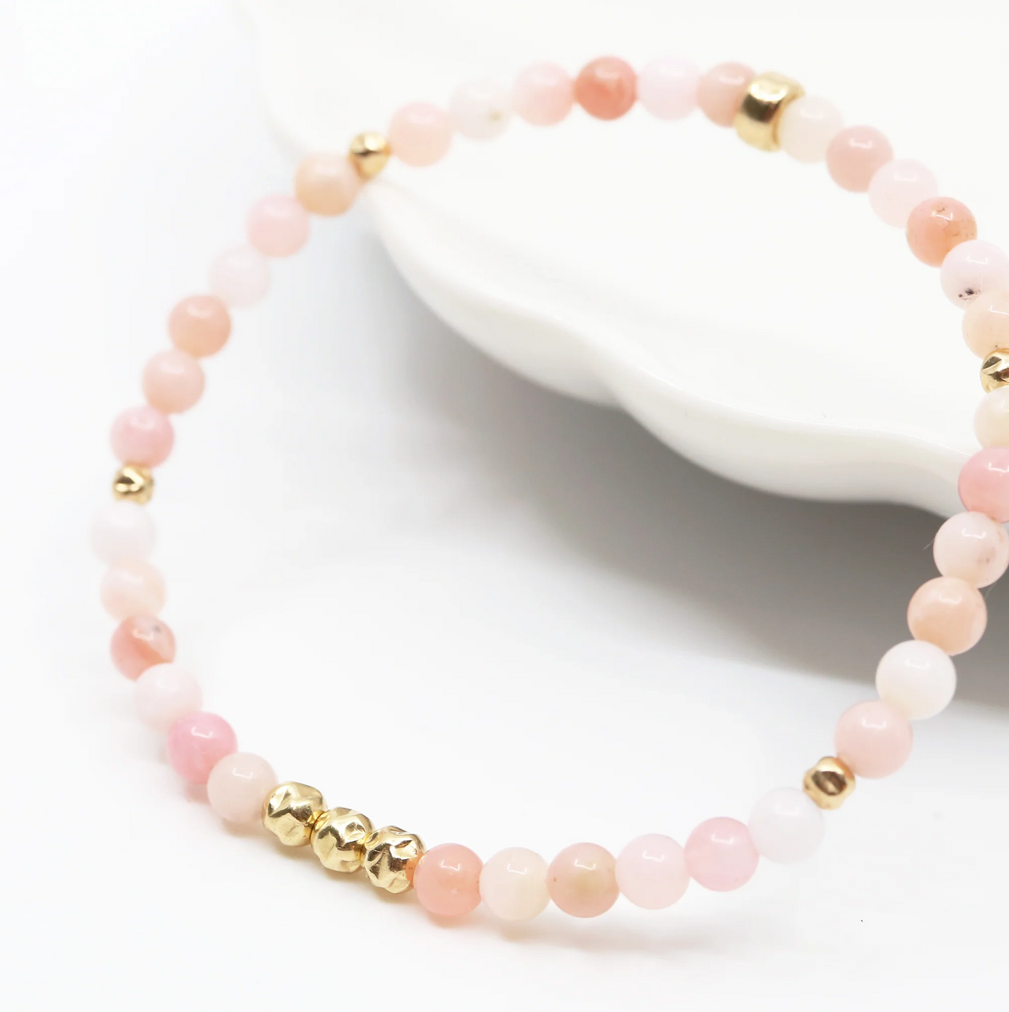 Luxe Dainty Rebalance Bracelet - Pink Opal & Gold