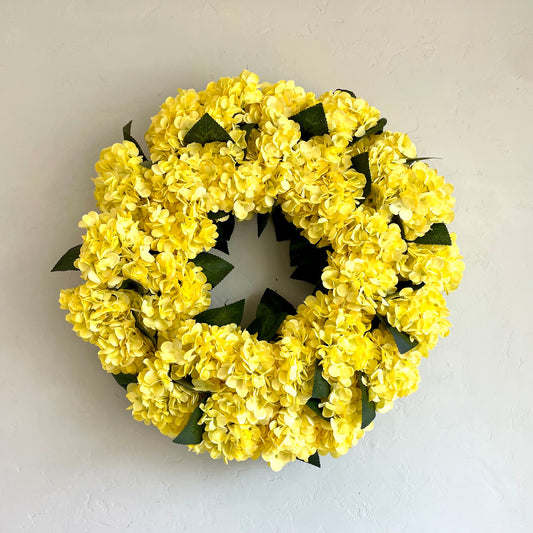 Sunny Yellow Hydrangea Wreath 26"