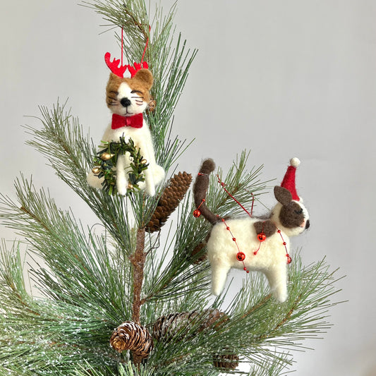 Felt White Cat Ornaments