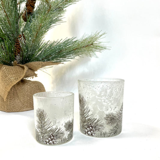 Frosted Pinecone Tealight Holders