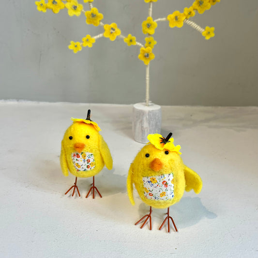 Felt Chick with Flower Hat