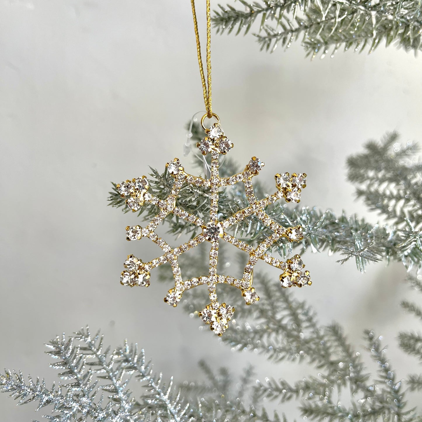 Gold Rhinestone Snowflake Ornaments