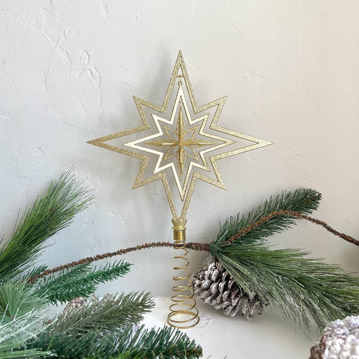 Gold Dangling Star Tree Topper