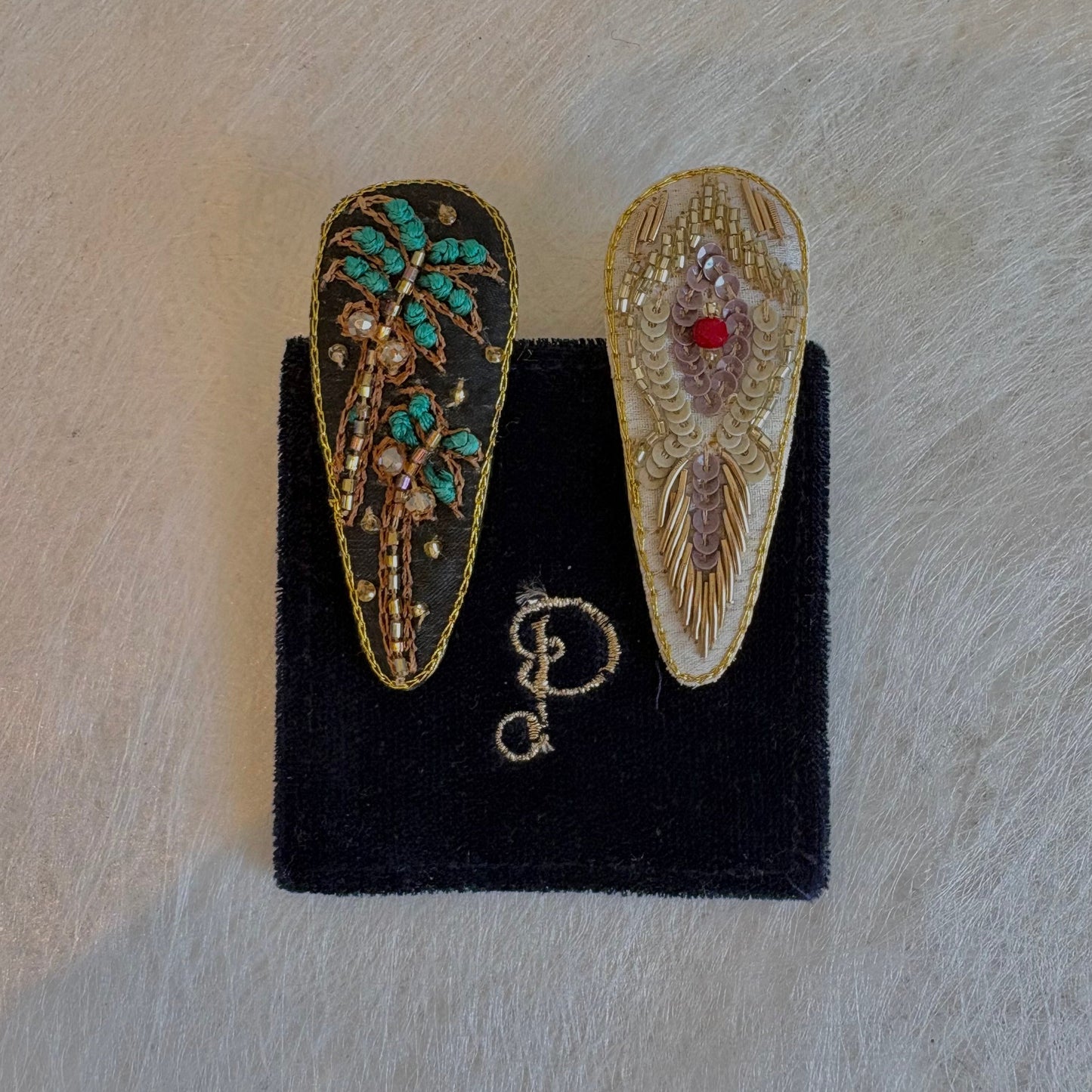 Embroidered Hair Clips