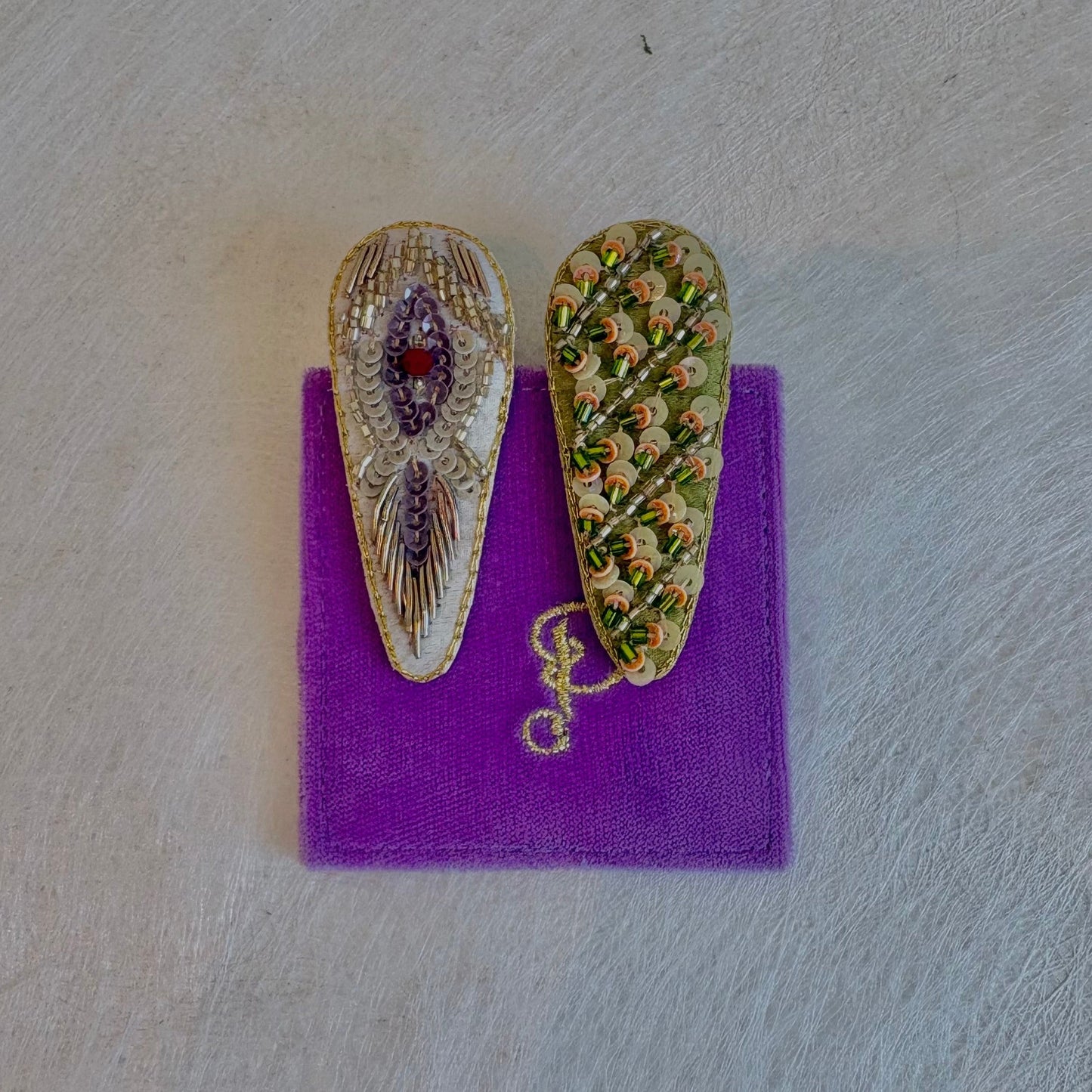 Embroidered Hair Clips