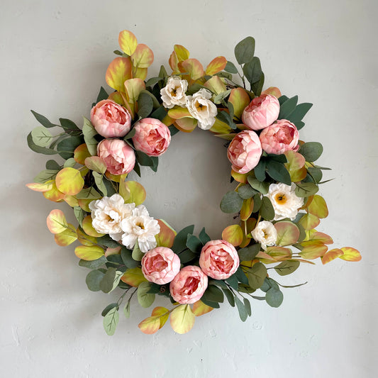 Peony & Eucalyptus Wreath 26"