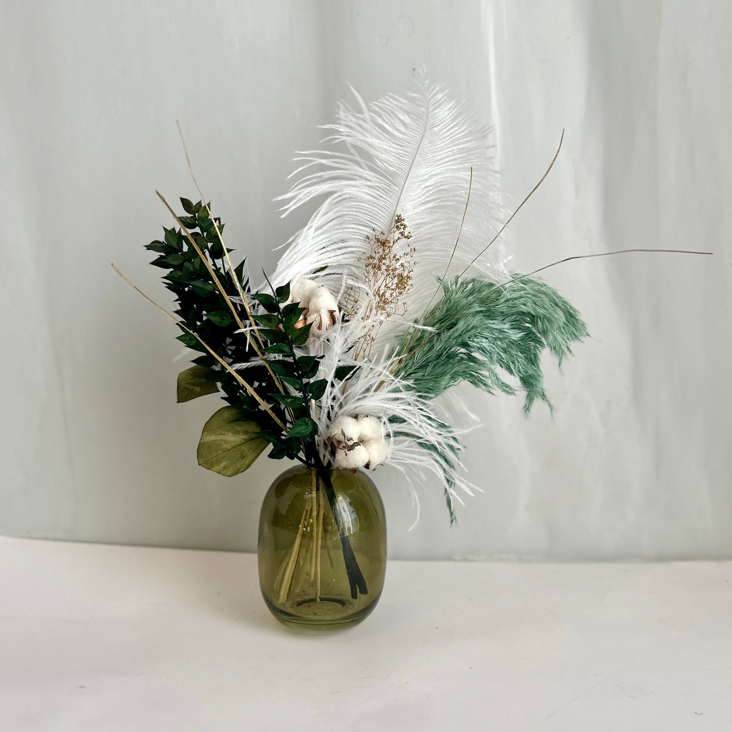 Festive Bud Vase Dried - Plumes and Pine