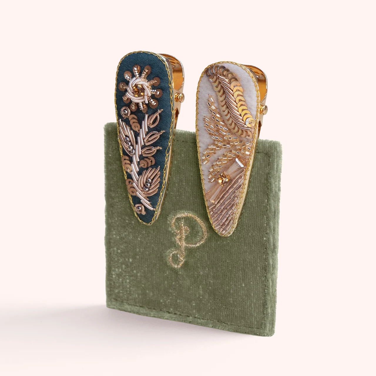 Embroidered Hair Clips