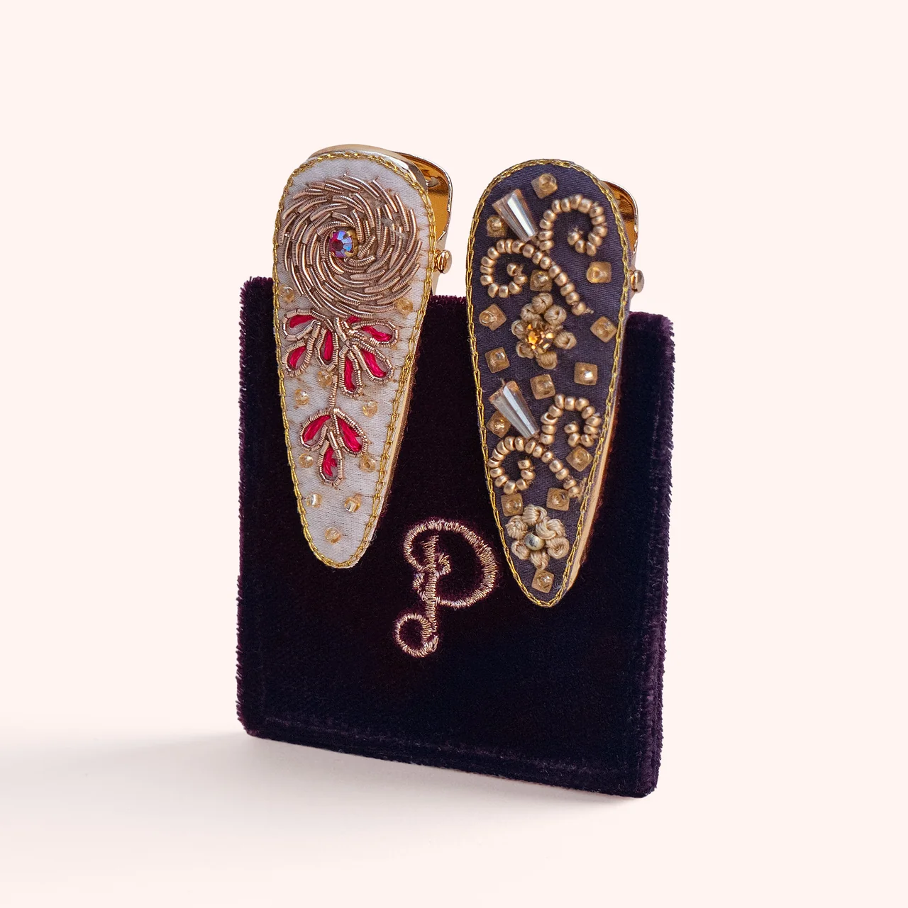 Embroidered Hair Clips